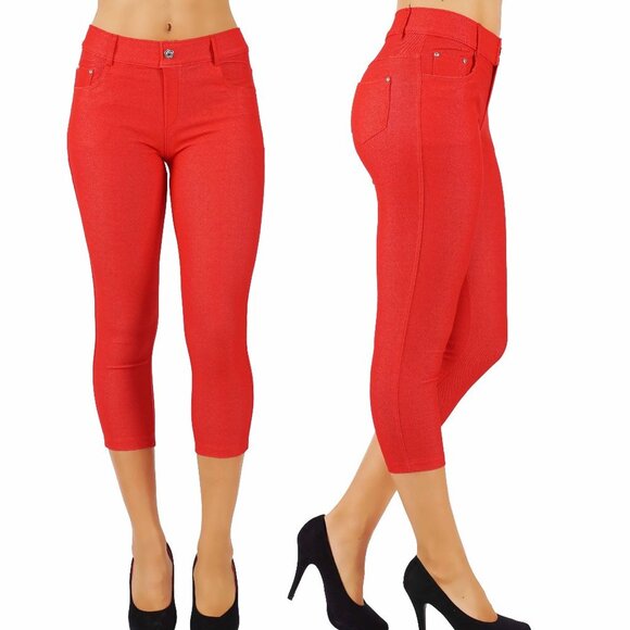 Jean Look Cotton Blend Jeggings Tights Slimming - Picture 1 of 6